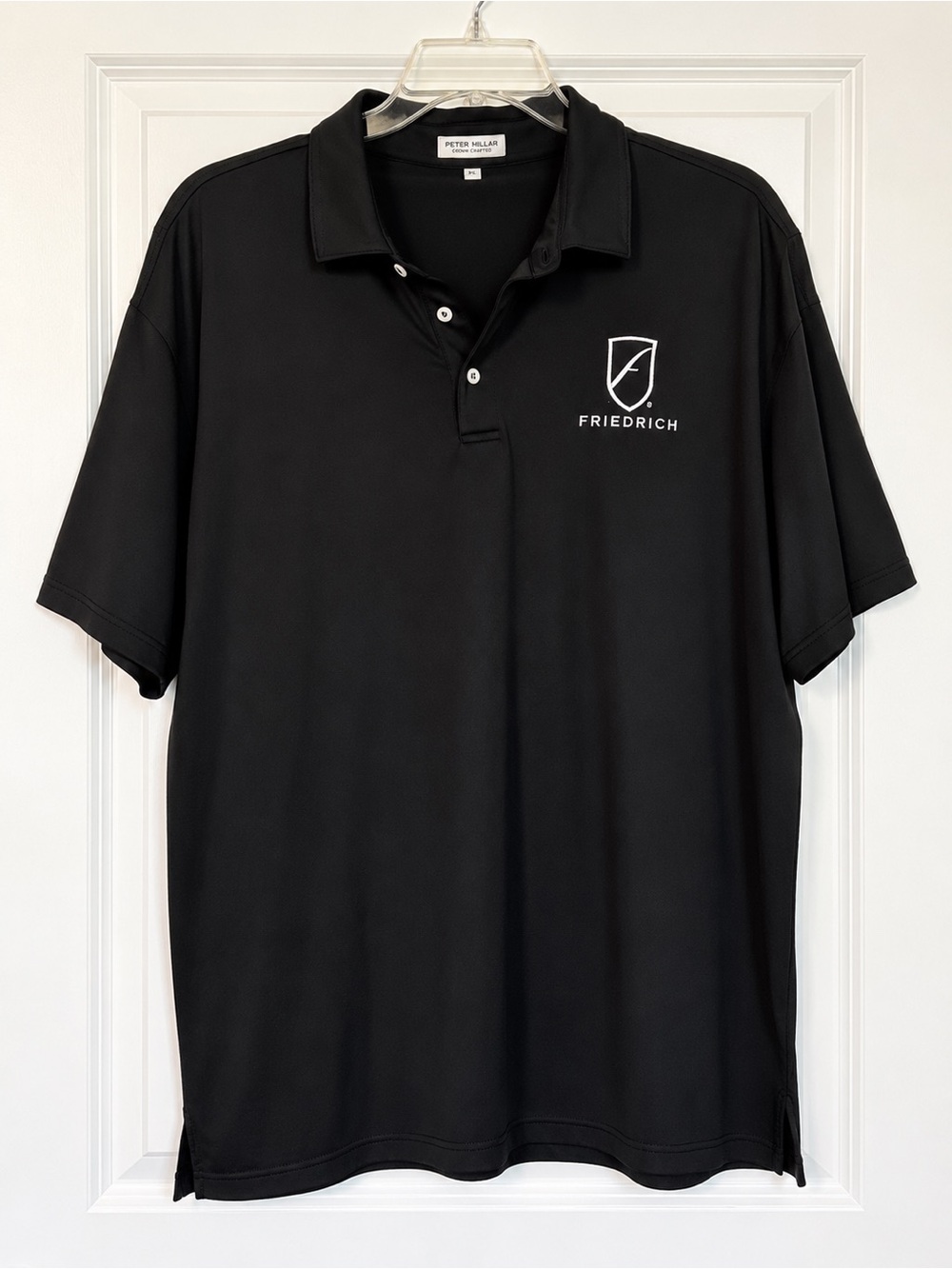 Peter Millar Black Short-Sleeve Polo with Friedrich Chest Logo